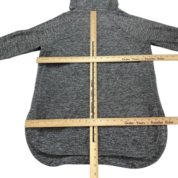 Athleta Hoodie Womens Medium Gray Space Dye Slit Long Sleeve Drawstring Pullover - Picture 4 of 15